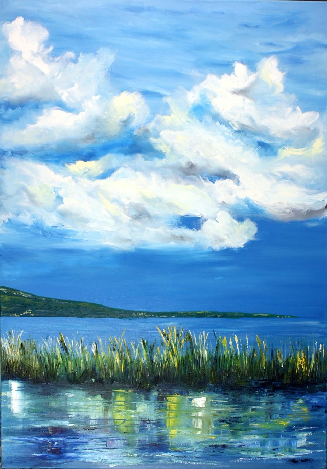 Nuvole sul lago, L.M. Gambardella, olio su tela, 70x100, 2013